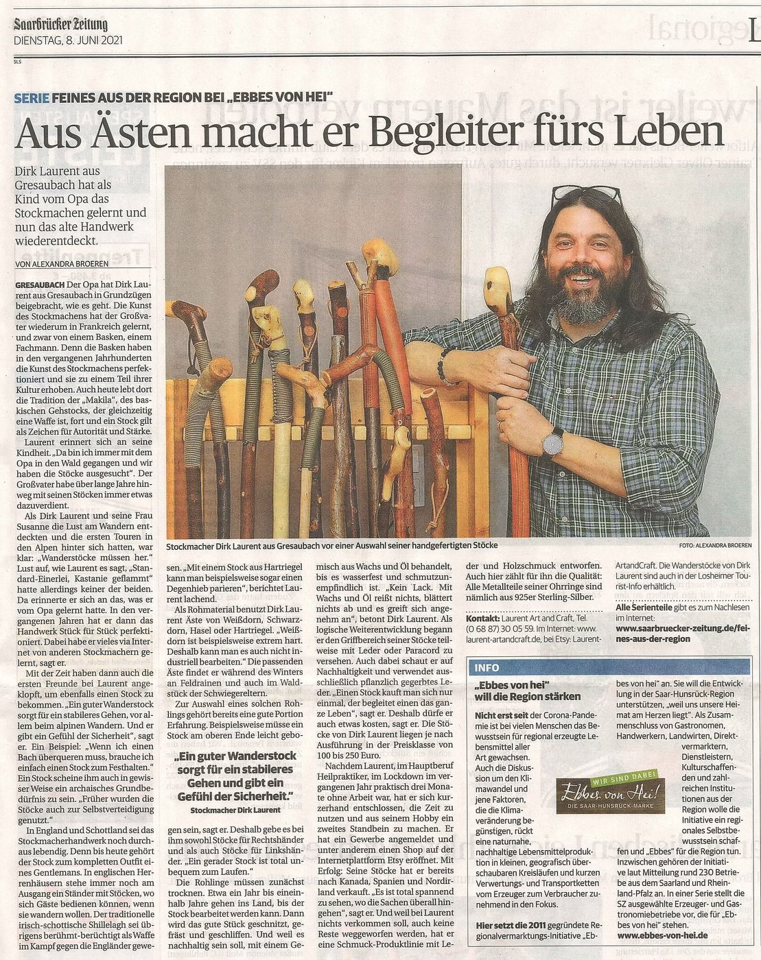 Saarbrücker Zeitung: Aus Ästen macht er Begleiter fürs Leben